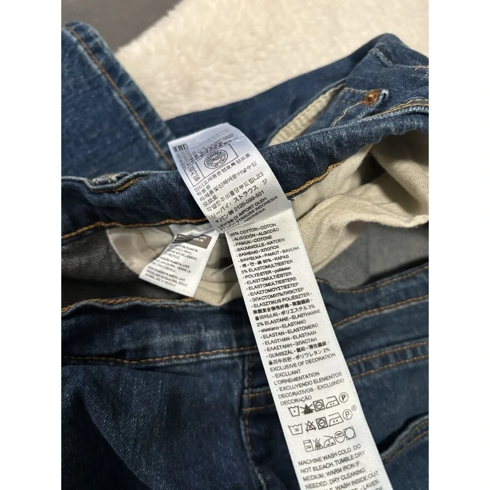 Levis 505 Mens Blue Straight Jeans Size 40x30 Cotton‎ Denim Pants Stretch